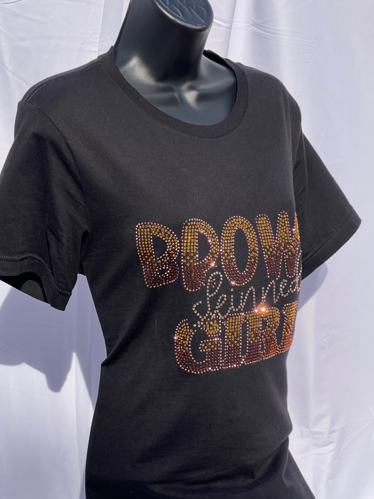 100% Brown Sugar and Brown Skinned Girl Rhinestone shirt